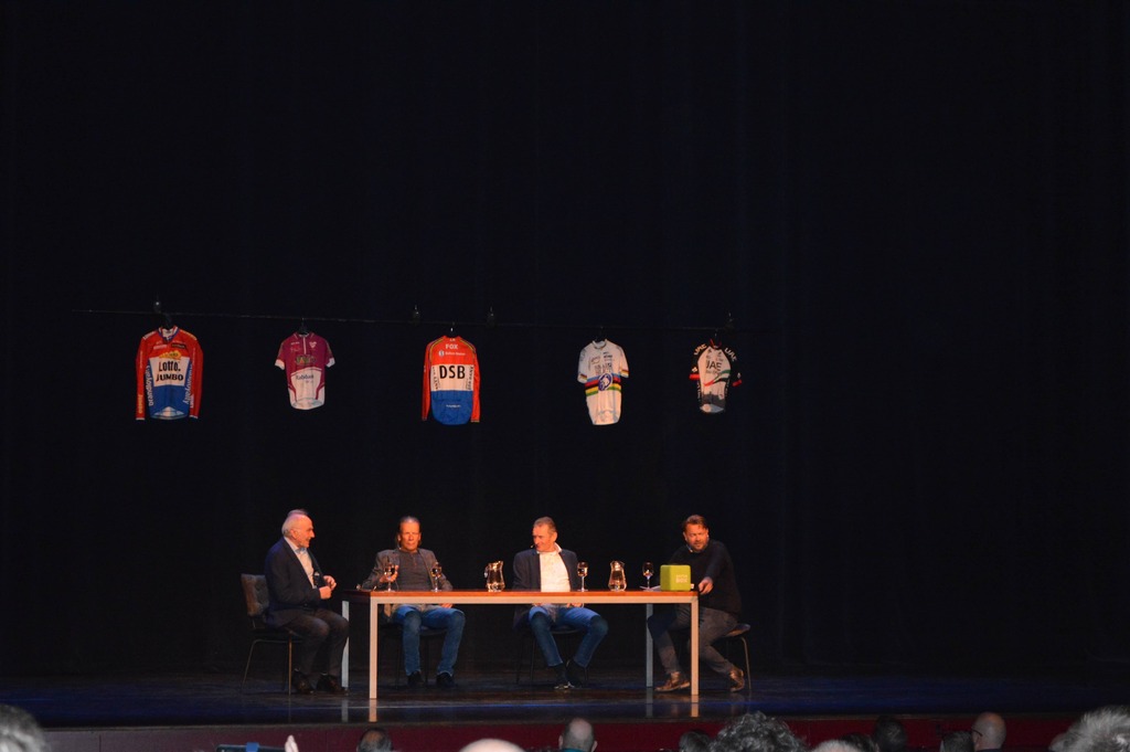 Oud wielrenners Adrie van der Poel, Henk Lubberding en Joop Zoetemelk.